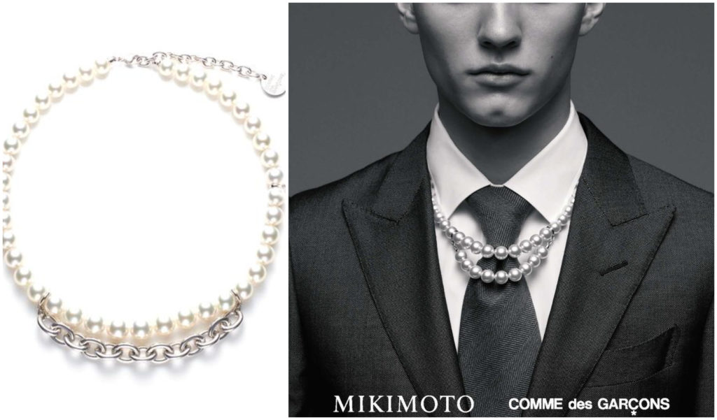 Capitalizing on the fashion trend of men wearing pearls: Mikimoto x Comme des Garçons