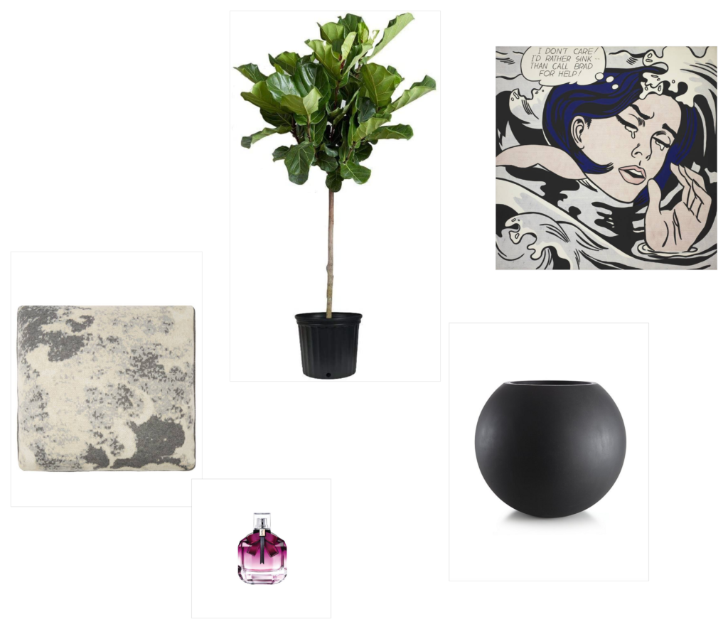 Pillow, pot, print perfume and plant combinations for luxury home decor