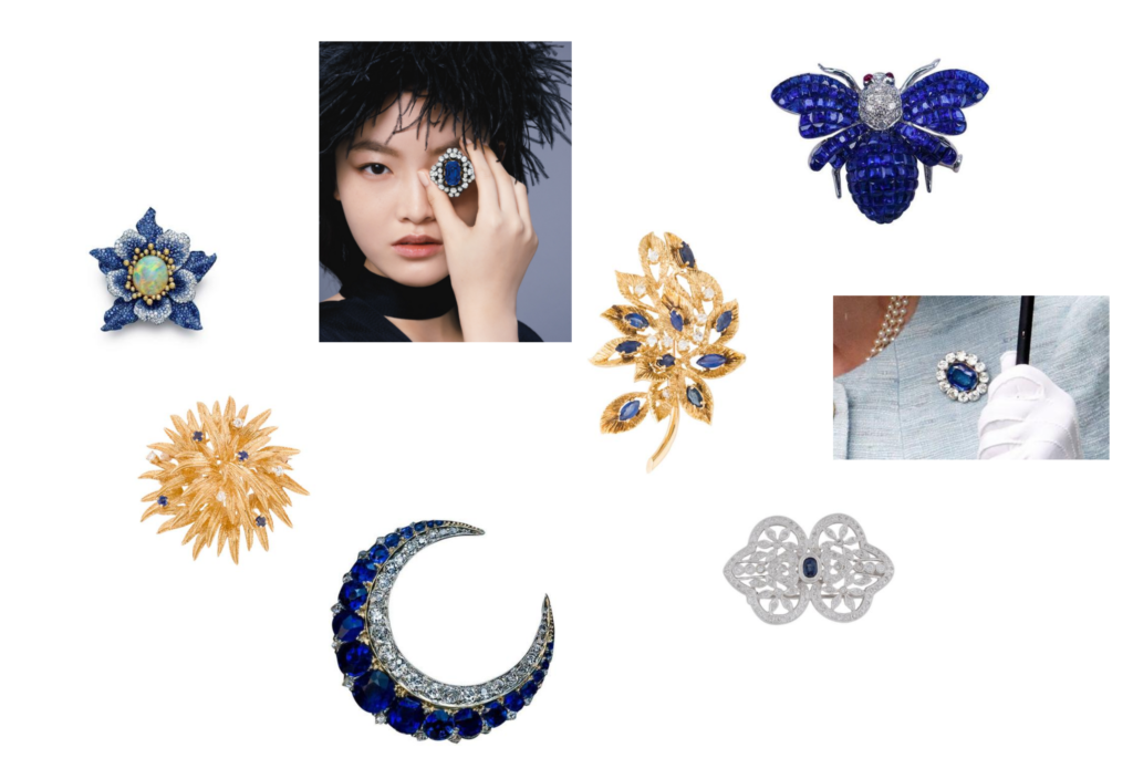 The best luxury brooches as gifts of the September birthstone, the sapphire. Courtesy Photos.