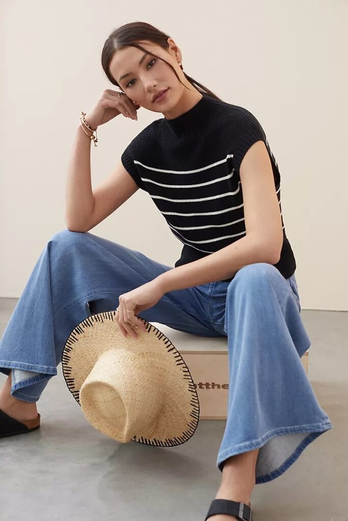 the best nautical fashion for women this summer 2021, including striped tops, sweaters, accessories