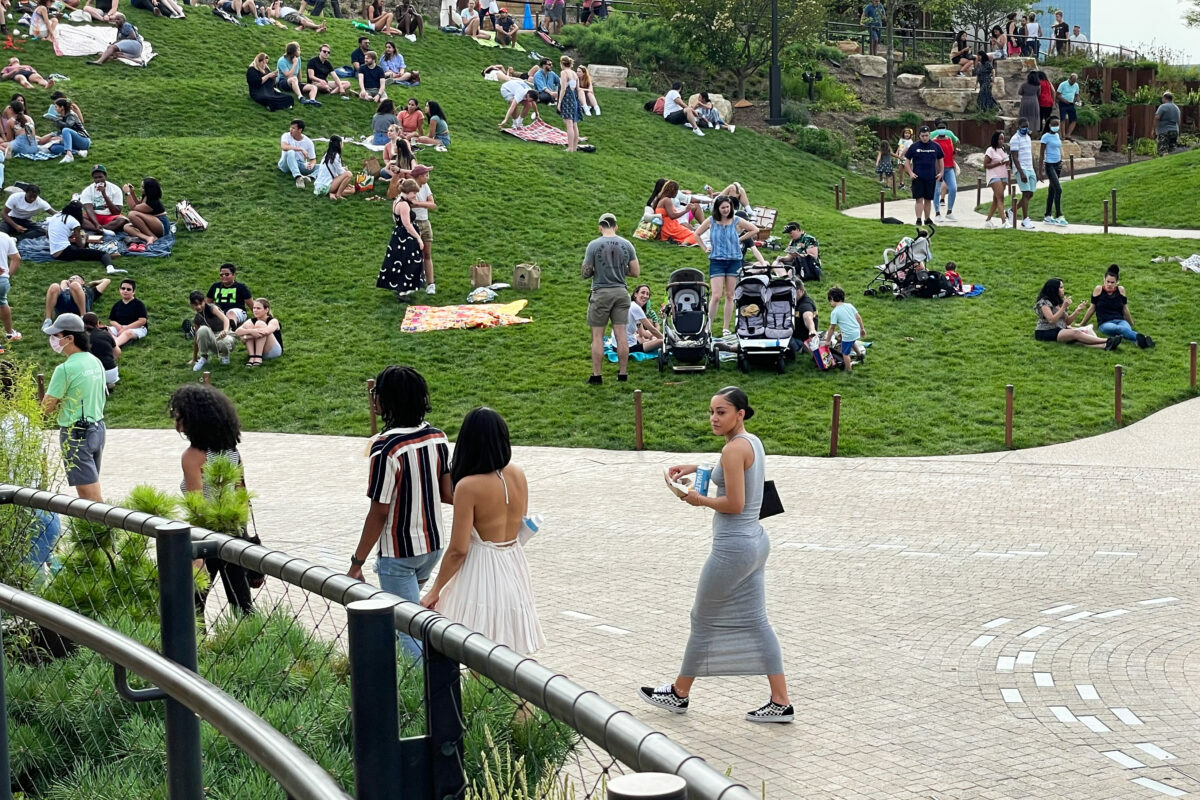photos of Little Island, the new park on the Hudson River in New York City.