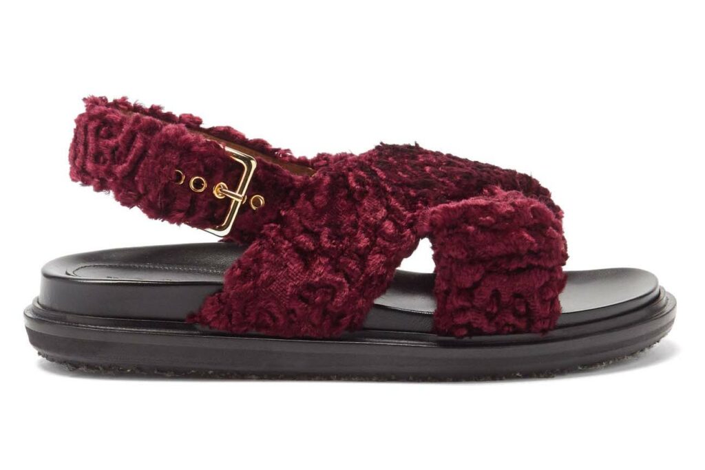 the best luxury designer shearling sandals and slides for women for fall 2021