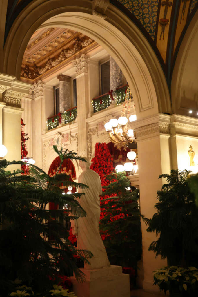 The Breakers in Newport decorated for the Christmas holidays.