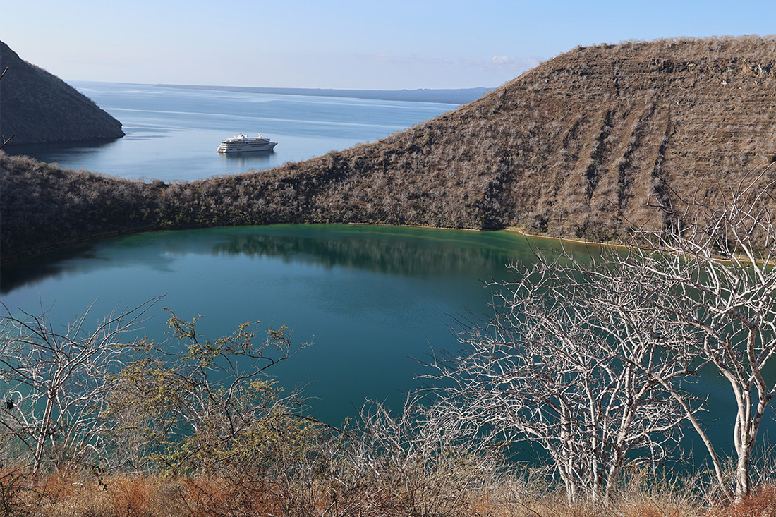 Photos of Darwin Lake and Tagus Cove in the Galapagos Islands. Photo © Dandelion Chandelier.