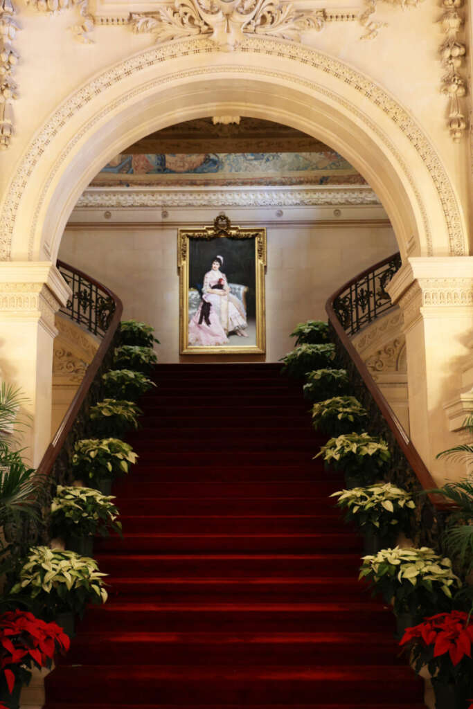 The Breakers in Newport decorated for the Christmas holidays.