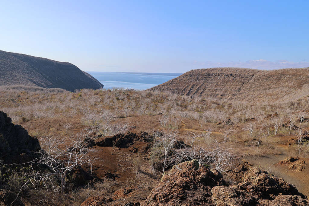 photos from hike at Tagus Cove and Darwin Lake in Galapagos, including graffiti