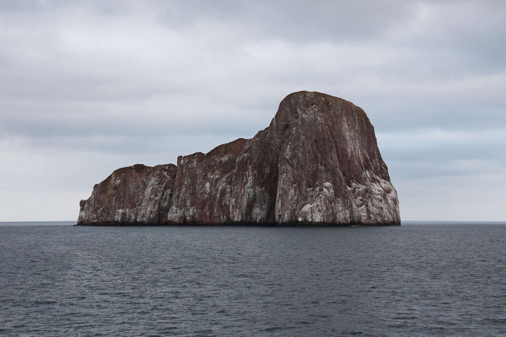 photos of Kicker Rock in the Galapagos Islands at sunset. 