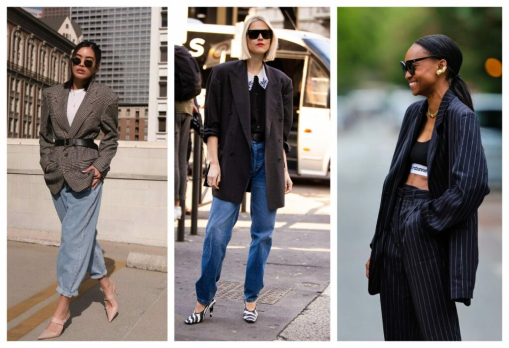 The latest fashion of how to style the oversized trend including blazers, shirts, and pants