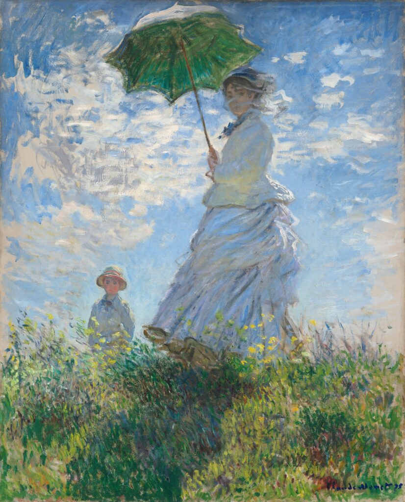 Claude Monet Woman with a Parasol 1875 famous painting about summer light and breeze