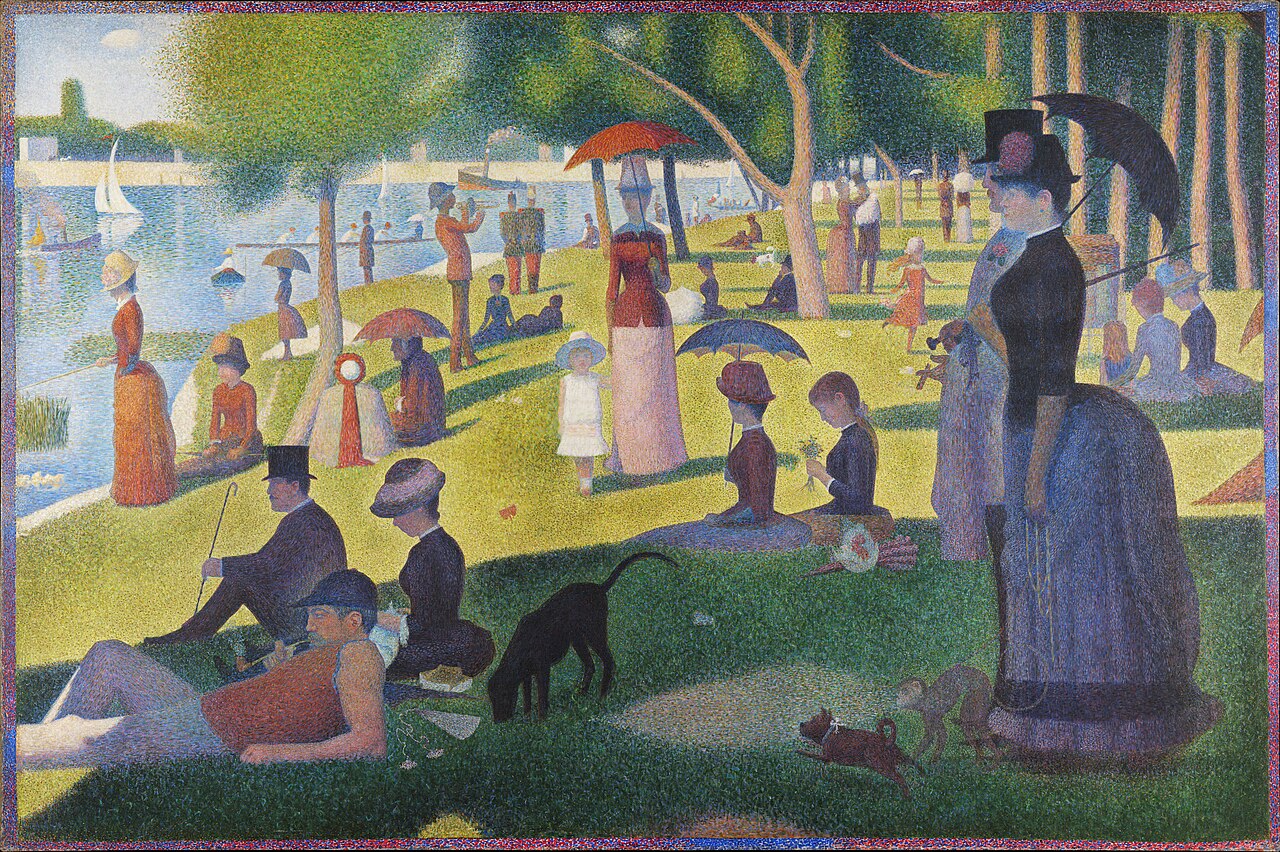 Georges Seurat A Sunday on La Grande Jatte 1884 famous painting about summer leisure and visibility.