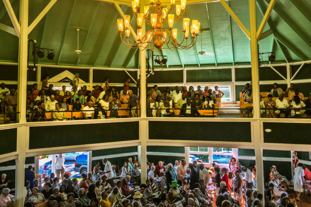 Congregation gathered inside the Union Chapel in Oak Bluffs on Martha’s Vineyard.