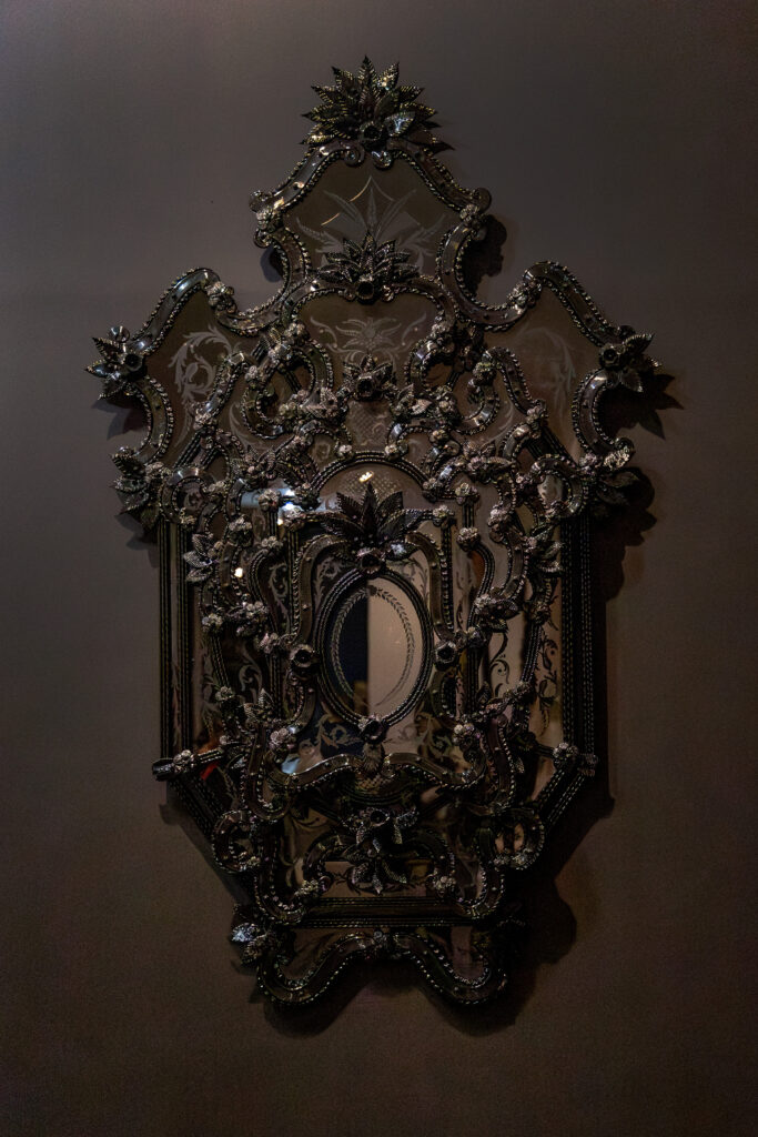 Fred Wilson’s Iago’s Mirror, a black Murano-glass work installed in the Brooklyn Museum’s American Art galleries as part of Toward Joy.