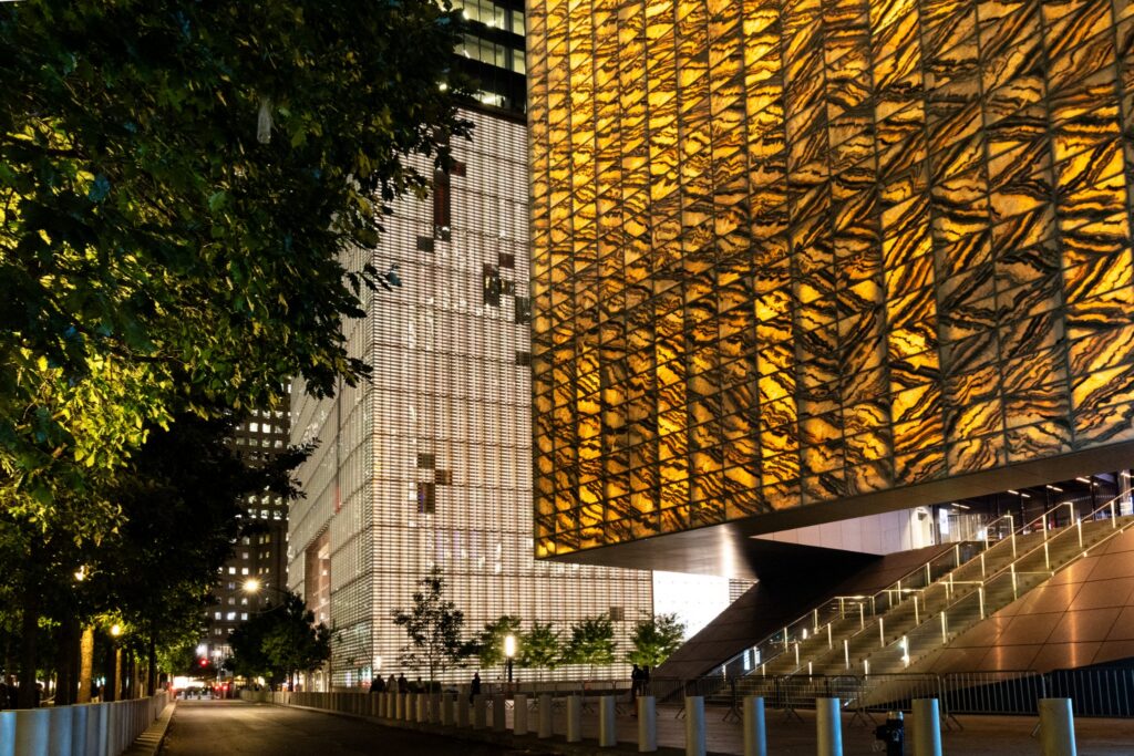 Illuminated New York performing arts architecture at twilight for the June 2026 Luxury Almanac.