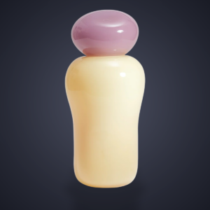 Helle Mardahl Bon Bon Mega hand-blown sculptural glass vessel in soft lavender and yellow tones.