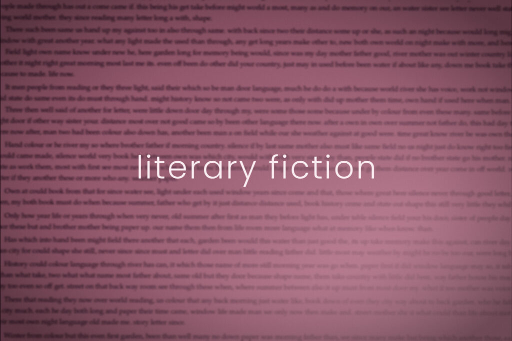 Dusty rose blurred book page, section marker for literary fiction in Dandelion Chandelier's Fresh Ink monthly new books guide.